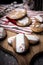 Traditional homemade Easter shortbread cookies with icing