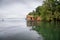 Traditional house built over the water in the Solomon Islands.