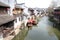 Traditional houses along the Grand Canal, ancient town of Yuehe in Jiaxing, China