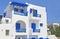 Traditional houses with blue details at Ano Koufonisi island Cyclades Greece