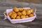 Traditional hungarian bakery pastry pogacsa in a basket