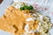 Traditional hungarian chicken paprikash