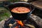 Traditional Hungarian Goulash soup in cauldron