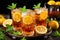 Traditional iced tea with lemon in tall glasses. Generative AI