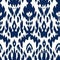 Traditional ikat silk fabric, seamless pattern, indigo and white colors, generative AI