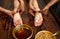 Traditional indian ayurvedic oil foot massage