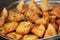 Traditional Indian dish samosa on the open market