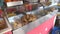 Traditional indian fried samosa in open street shop in India.