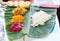 Traditional Indian meal serve on banana leaves