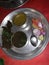 Traditional indian  mutton thali Maharashtra