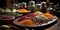 Traditional Indian spices filled big bowl on a wooden table