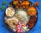 Traditional Indian Thali or Indian Gujarati meal