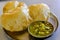 Traditional indian vegeterian meal puri bhaji