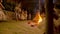 Traditional indigenous ceremony in the jungle by night
