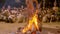 Traditional indigenous ceremony in the jungle by night