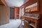 Traditional Interior Bathroom with Two Marble Sinks and Large Mirror, South France, Provence, France