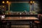 Traditional irish pub interior with empty vintage blackboard. Generative ai