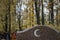 Traditional islamic crescent moon symbol on granite gravestone. Muslim grave in the autumn cemetery