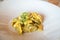 Traditional italian agnolotti pasta in a plate in a restaurant