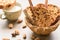 Traditional Italian biscotti Almond Cantuccini in a basket decor