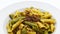 Traditional italian colorful pasta. Maccheroni al pettine