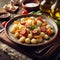 traditional italian gnocchi on a rustic table