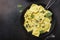 Traditional Italian ravioli with butter, sage and cheese