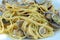 Traditional Italian seafood, spaghetti vongole made with seashells and linguini pasta