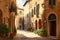 traditional italian small village, old town street , ai generative