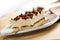 Traditional Italian Tiramisu dessert closeup, tilted view