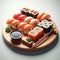 Traditional japan food sushi 3d render food concept