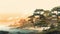 Traditional Japanese Beach House Digital Painting