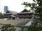 Traditional Japanese buildings surrounding Buddhist temple