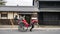 Traditional Japanese cart hand pulled rickshaw in Nara with chee