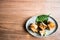 Traditional japanese eel sushi in an oval dish