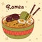 Traditional Japanese food. Asian Ramen. Vector illistration