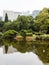 Traditional Japanese garden with pond at Hibiya park