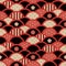 Traditional japanese kimono pattern of geometric waves in red and black oriental design