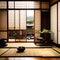 Traditional Japanese room with tatami mats - ai generated image