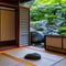 Traditional Japanese Tea House: A traditional Japanese tea house with sliding doors, tatami mats, and a serene rock garden1, Gen