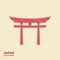 Traditional Japanese Torii gate vector. Flat icon with scuffing effect