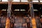 Traditional Japanese wood Buddhist temple front doors