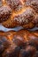 Traditional Jewish Challah Bread made for Sabbath. Challah with Sesame and Blue Poppy Seeds