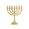 Traditional Jewish golden candlestick for seven candles - Menorah