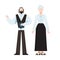 Traditional jewish religious monk. Male and female religious figure.