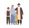 Traditional jews smiling cartoon family vector flat illustration. Colorful jewish mother, father, son and daughter