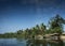 Traditional jungle boat at pier on tatai river in cambodia