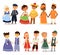 Traditional kids couples character of world dress girls and boys in different national costumes and cute little children