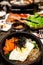 Traditional Korean Bibim Bap on Hot Stone Bowl