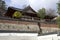 Traditional Korean house and wall